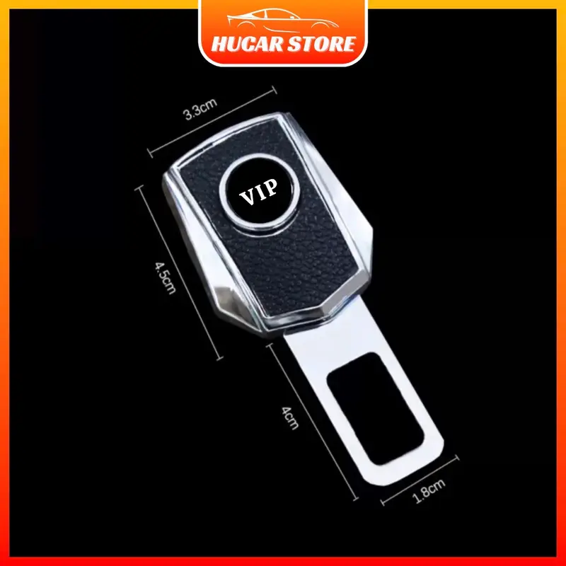 Bộ chốt khóa cài dây đai an toàn cho xe hơi ô tô, chốt ngắt chuông an toàn ô tô da kết hợp inox sang trọng LOGO các hãng xe Hucar 2