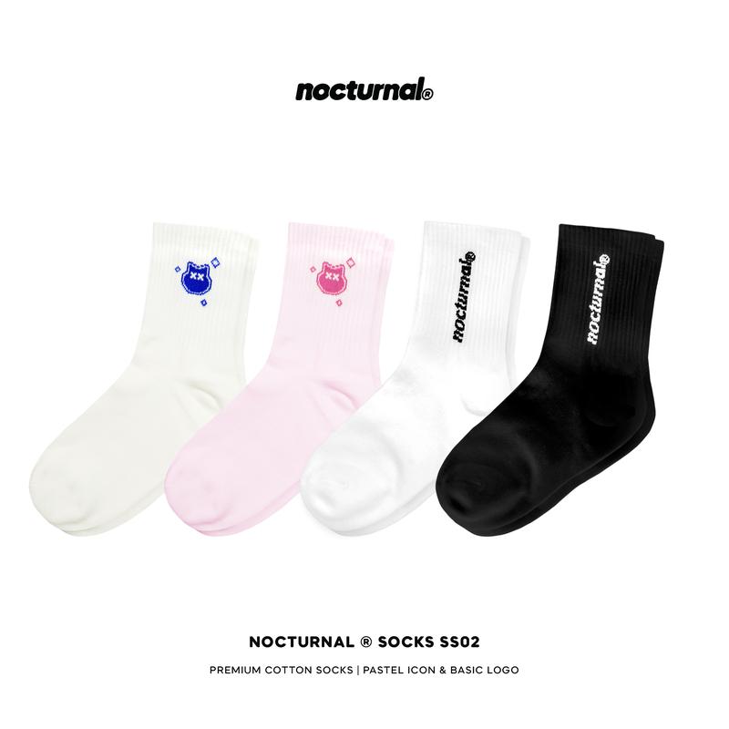  Vớ NOCTURNAL Socks SS02 Cotton Local Brand Trắng Đen Kem Hồng Tất 