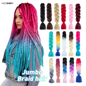 Jumbo Braid Synthetic Hair Extension, Heat Resistant Ombre Color, Ready to Wear | Kepang Rambut Sintetis Panjang 24 Inch, Tahan Panas, Warna Ombre, Sambungan Kepang Jumbo