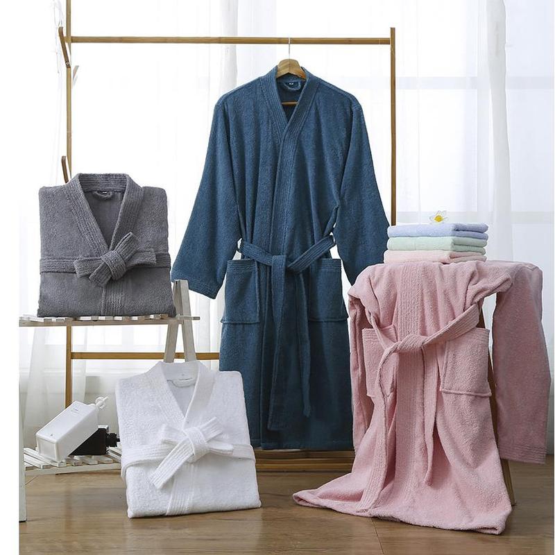 Product Introduction of Robe Hotel Absorbent Bathrobe  Nightgown Terry Material Simple Yukata Beauty Salon Robe Nightwear New Autumn 12