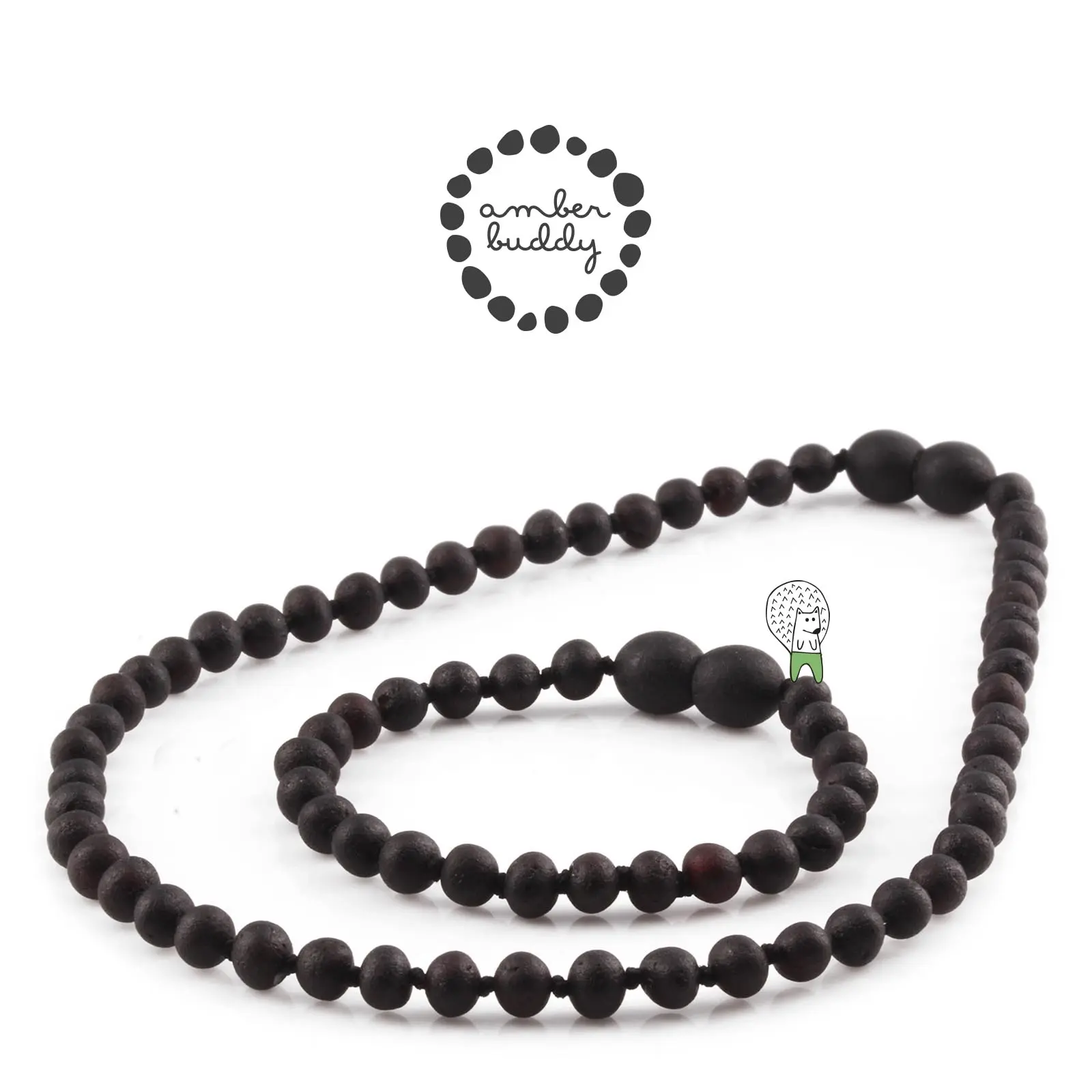 Amber Buddy - XB54BM Kalung dan Gelang Amber Bayi / Junior / Dewasa. Black Matte