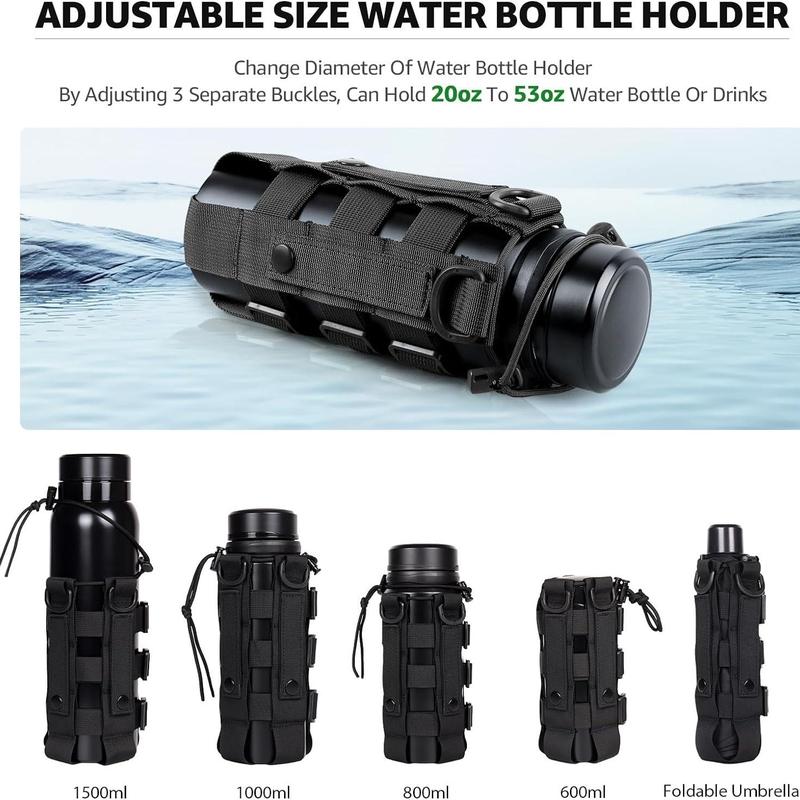 Molle Water Bottle Holder Bag, 1 Count Adjustable Waist Bag, Molle Bag for Outdoor Camping Hiking 6