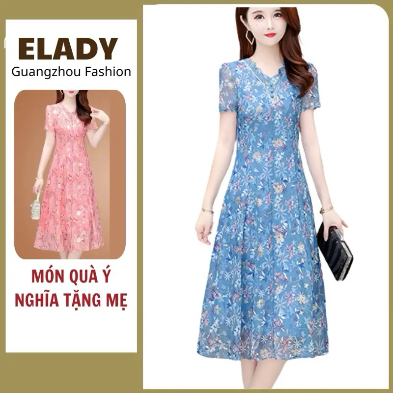 Đầm trung niên [ M230] , váy trung niên cho mẹ dự tiệc cao cấp chất vải voan 2 lớp đẹp nhẹ, mịn mát co giãn 4 chiều