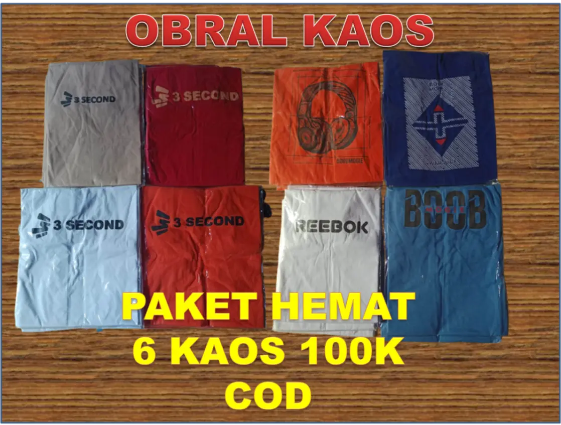 PAKET 6 KAOS CUMA 100K MOTIF BEDA WARNA BEDA PRIA DAN WANITA