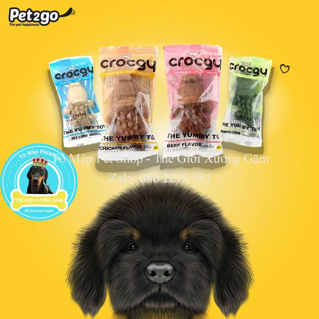 CROCGY CÁ SẤU XƯƠNG GẶM HÌNH CÁ SẤU SẠCH RĂNG CHO CHÓ