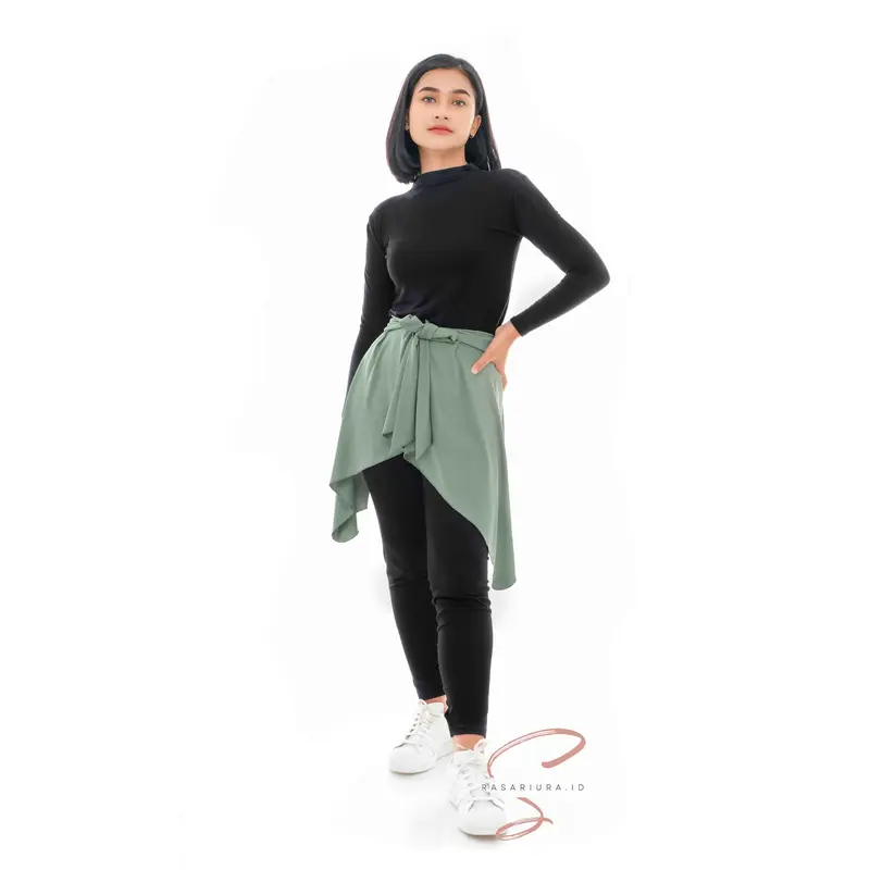 Rok Penutup Pinggul Pinggang Olahraga Rok Tali Aerobik  Zumba  Sport Nyaman Nyaman  Set Pakaian Hitam Muslim 6