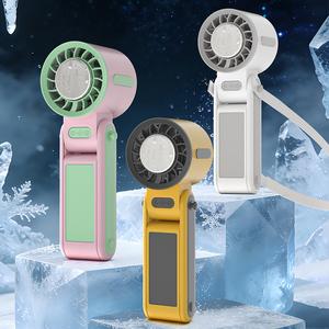 6199ABC Five-speed summer cooling mini fan USB rechargeable foldable ice compress handheld fan with phone stand mini portable fan