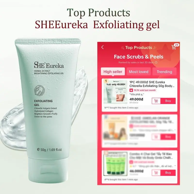 1PC 35000₫ SHEEureka Chlorella Exfoliating dành cho mặt tẩy tế bào chết Kiểm soát dầu Làm sạch sâu | Tẩy tế bào chết thu nhỏ lỗ chân lông Tươi mới | Phù hợp với mọi loại da 7