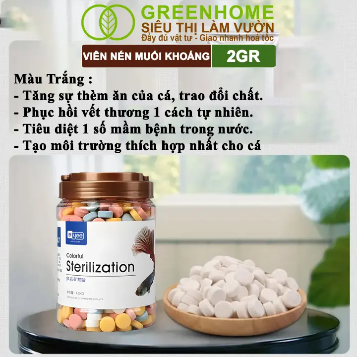 [Hàng tặng] Muối Khoáng Viên Nén Greenhome, YEE, Viên 2gr, Viên Ngẫu Nhiên 6