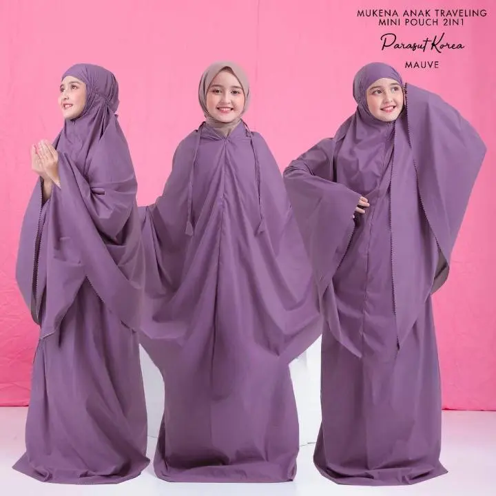 Merakimuslimah Mukena Rainbown anak dan dewasa Traveling Mini Pouch Series Parasut Korea 5