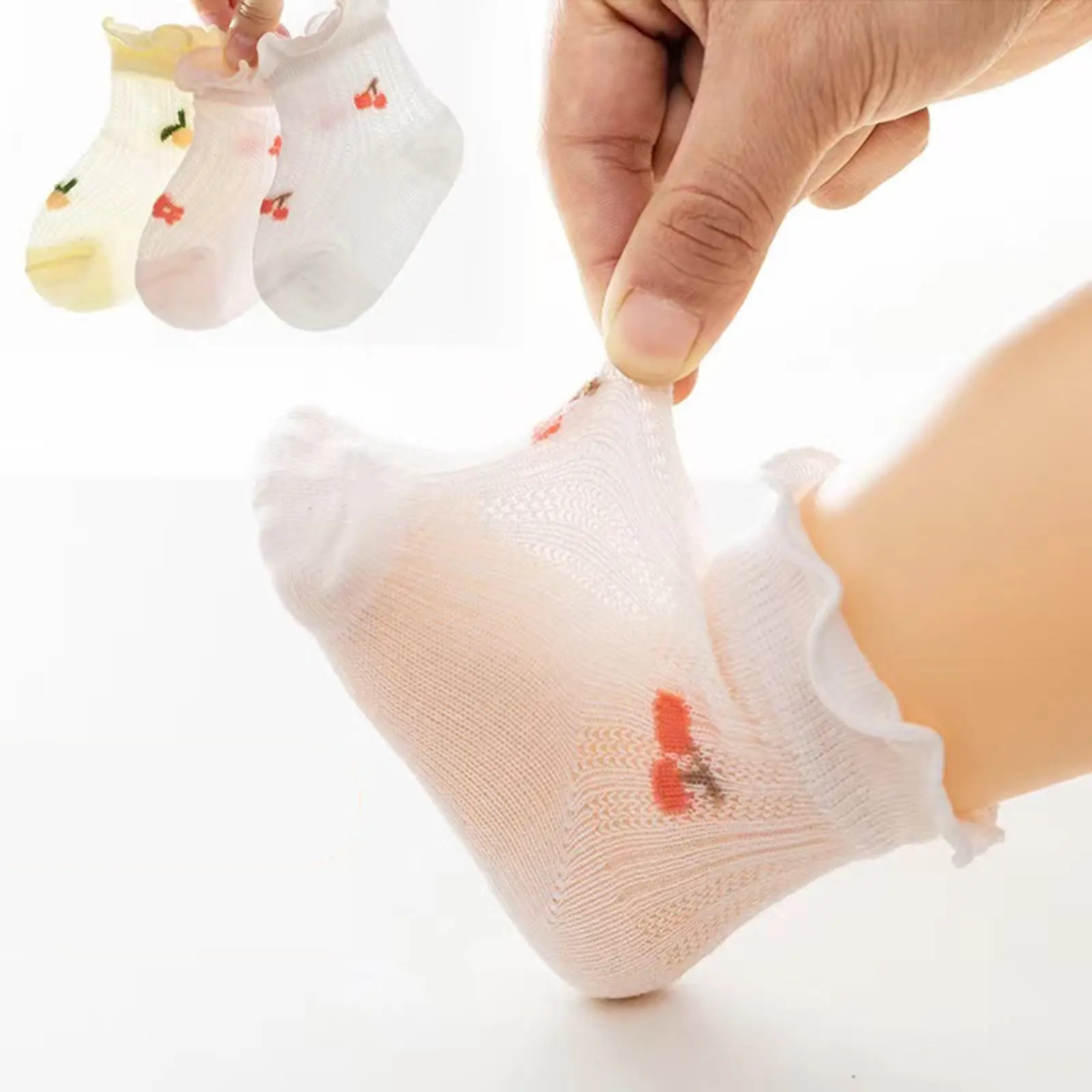 Toddler Baby Girl Frilly Socks Soft Cotton Socks Summer Thin Mesh Socks for Infants