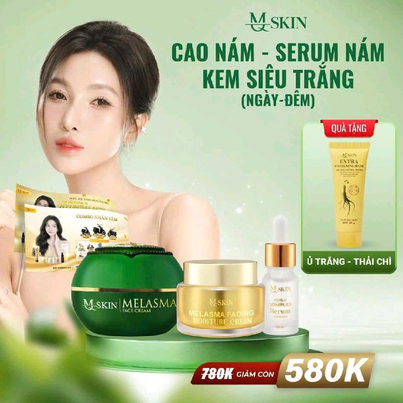 Kem Face Siêu Trắng MQ SKIN 20gr + Cao Nám Đêm + Serum Căng Bóng Da - Hỗ Trợ Dưỡng Trắng - Mờ Thâm Nám , Căng Bóng Da MQ SKIN Skincare