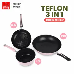 Panci Set 3IN1 Anti Lengket Teflon Panci Wajan Kitchenware Pan Tebal Wajan Penggorengan