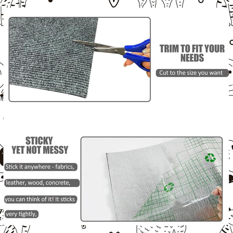 Cat Scratch Pad, 2 Counts Self-Adhesive Replacement Cat Scratch Pad, Versatile Pet Furniture & Couch Protector 3
