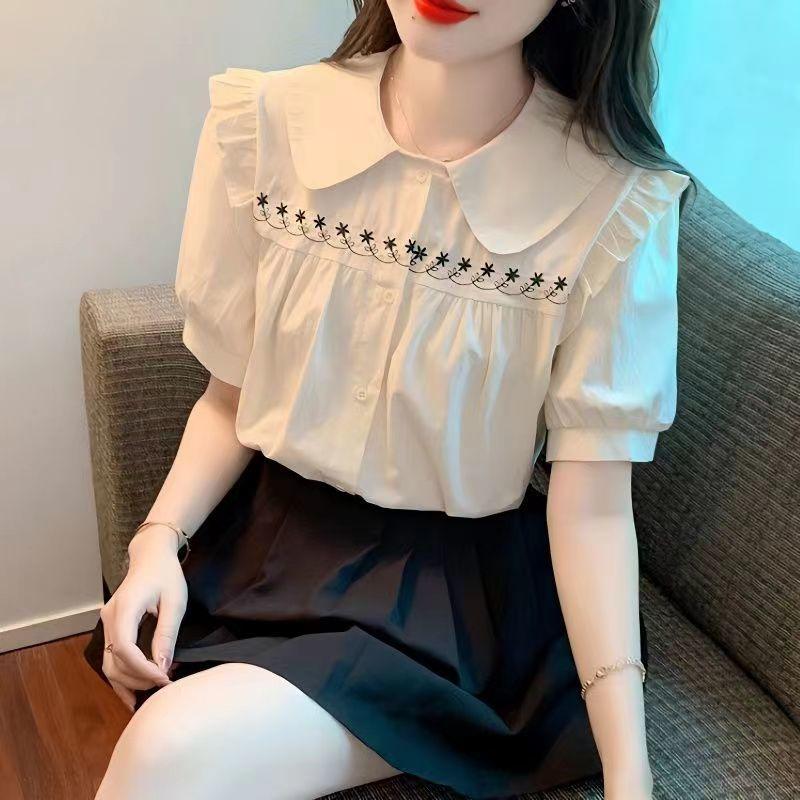 Product Introduction of Áo Sơ Mi Thêu, Cổ Búp Bê, Dành Cho Nữ, Hàng Mới Về Mùa Hè 2023, Tay Phồng Cao Cấp, Thiết Kế Sành Điệu, Dễ Phối Đồ 1