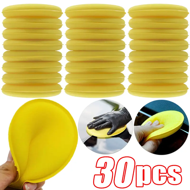 10/30Pcs Car Waxing Polish Wax Foam Sponge 10CM Yellow Cleaning Sponge Applicator Pads Clean Washer Washing Tool Car Cleaning