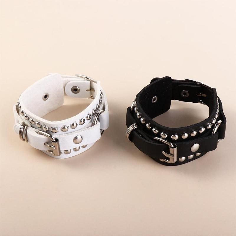 Vòng Đeo Tay Da Rộng Cho Nam Và Nữ, Cá Tính, Đeo Đường Phố, Thắt Lưng, Nhẫn Tay Cặp Đôi, Thiết Kế Thời Trang, Vòng Đeo Tay Cặp Đôi, Dây Đeo Cổ Tay, Dây Chuyền Đinh Tán, Vòng Tay Dây Hàn Quốc, Vòng Tay Da PU