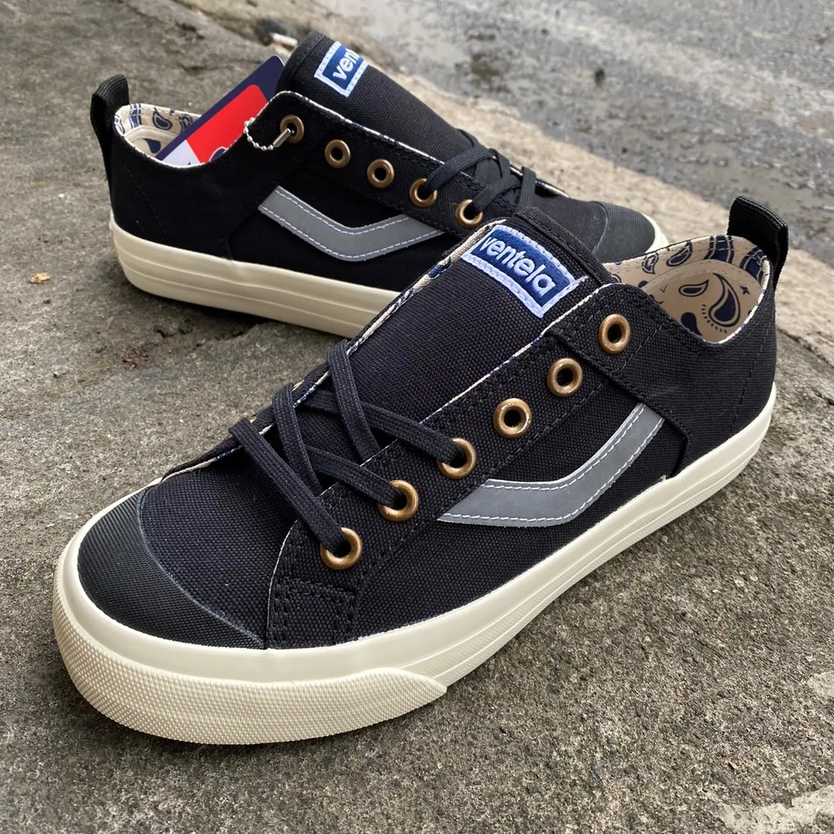 [ ORIGINAL ] Sepatu ventela Reborn Black Reflektive | Sepatu Hitam Putih | Sepatu Sekolah | Sepatu kantor | Casual Shoes Merah Pria Sneaker