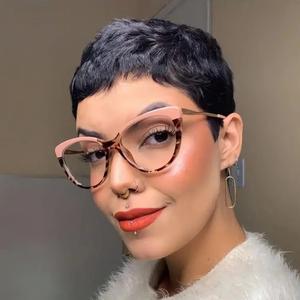 Cat‘s Eye Anti Blue Light Glasses For Woman TR90 Elastic Metal Frame Replaceable Lens Eyeglasses