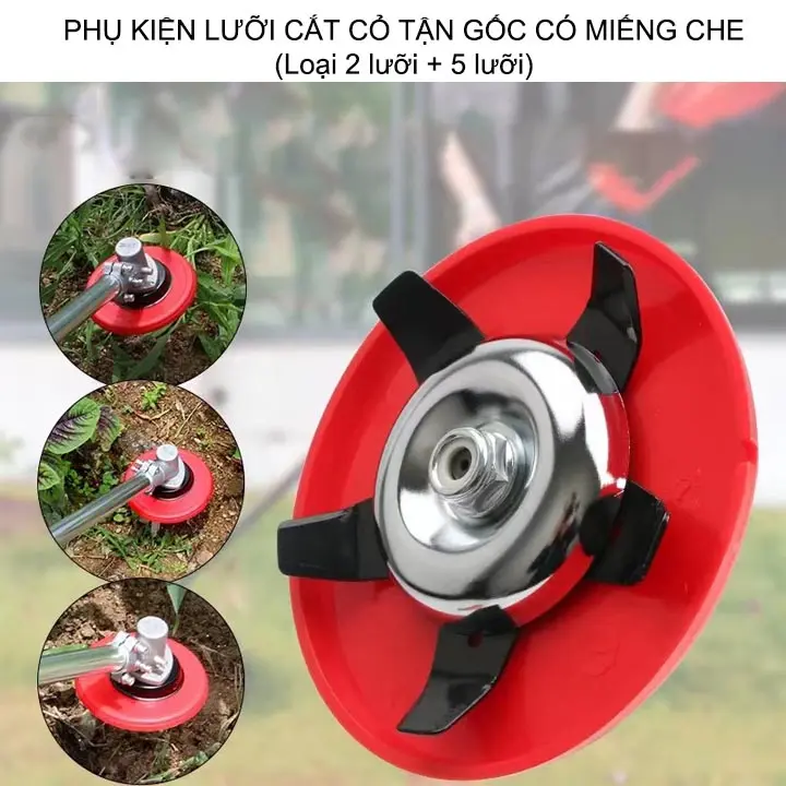 Lưỡi cắt cỏ tận gốc có miếng che, có 2 và 5 đầu kèm theo (dùng cho máy cắt cỏ chạy nhiêu liệu).