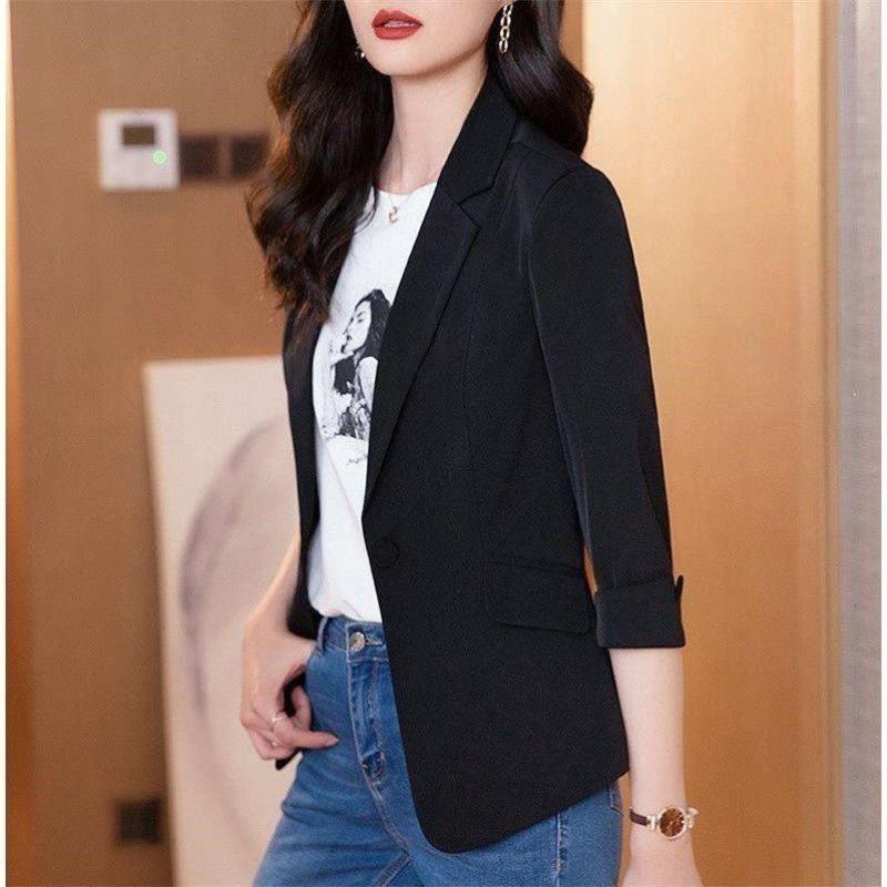 Áo Khoác Vest Nhỏ Áo Khoác Nữ, Tay Áo Ba Phần Tư, Dáng Ôm, Phong Cách Thường Ngày Ngắn, Thích Hợp Cho Mùa Xuân Và Mùa Thu, Hàng Mới Về 2024 7
