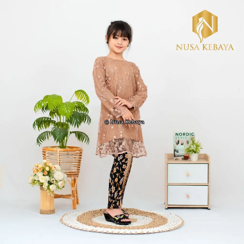 Kebaya Anak Modern Model Tunik Set Rok Plisket Kebaya Anak Tanggung Kebaya Pesta Anak
