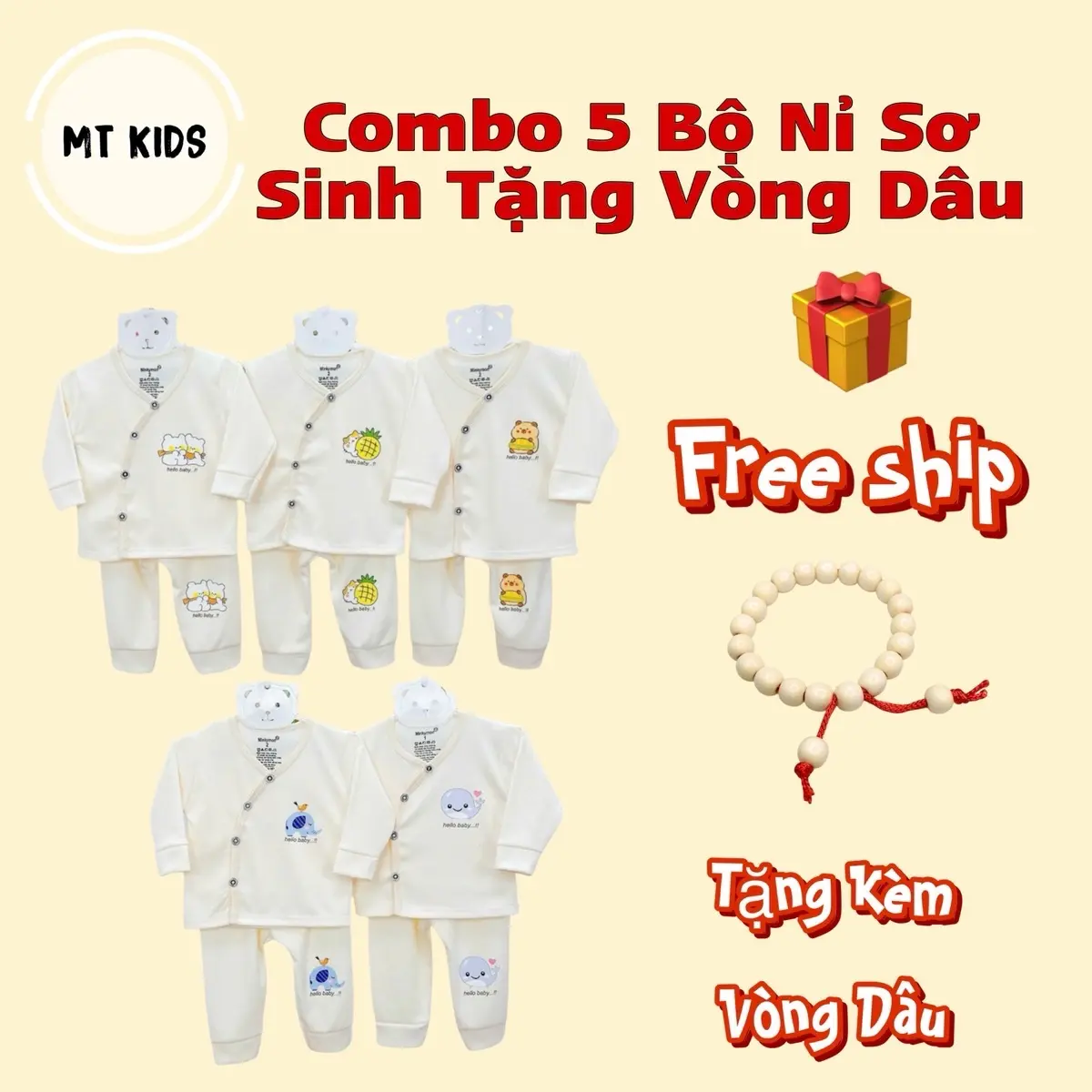 [Tặng Vòng Dâu] Bộ Nỉ Sơ Sinh Hàn Quốc Cho Bé Sơ Sinh - 9kg