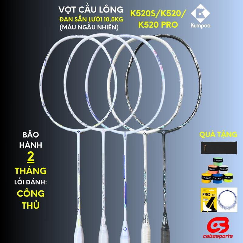 Vợt cầu lông Kumpoo Power Control K520, K520S đã đan dây 10.5kg, vợt thiên công chất lượng giá rẻ Bảo hành 2 tháng Kèm Quà Tặng Túi vợt và Quấn cán (Ngẫu nhiên màu lưới và Quấn Cán Vợt Sport )