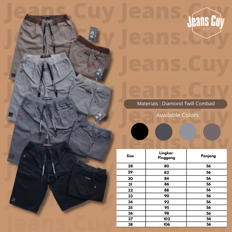 (COD) Celana Pendek Cinos Pinggang Karet Casual, cocok harian, nongkrong, kerja (RIP PDK) Katun Chino Distro 5