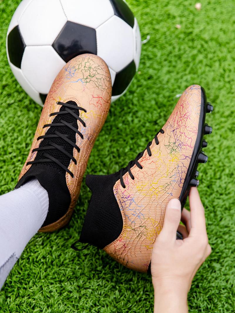Product Introduction of Men's Patchwork High Top Football Shoes, Breathable Comfortable Football Cleats, Professional Training Shoes, Outdoor Sports Shoes for All Seasons 2