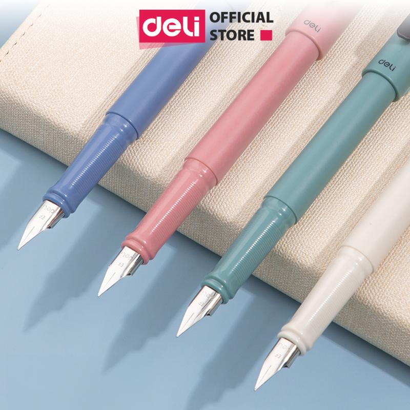 Bút máy luyện viết chữ đẹp học sinh cao cấp Deli - cố định cách cầm nắm - màu pastel xinh xắn basic cả người lớn và trẻ con đều dùng được