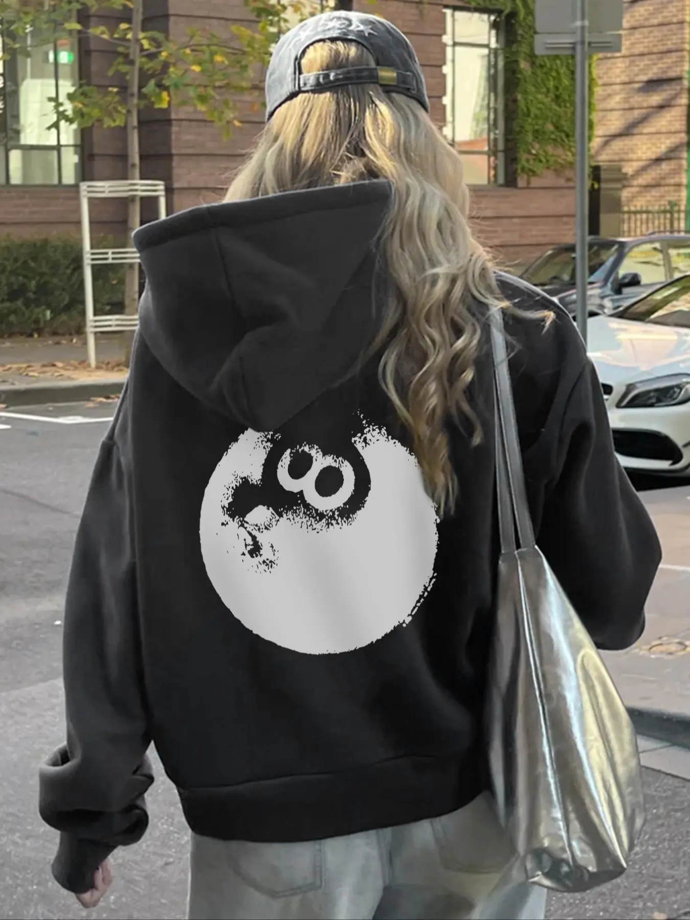 Women's Billiards Print Hoodie, Fashion Casual Graphic Hooded Sweatshirt for Daily Holiday Outdoor Wear, Women Clothing for Fall & Winter