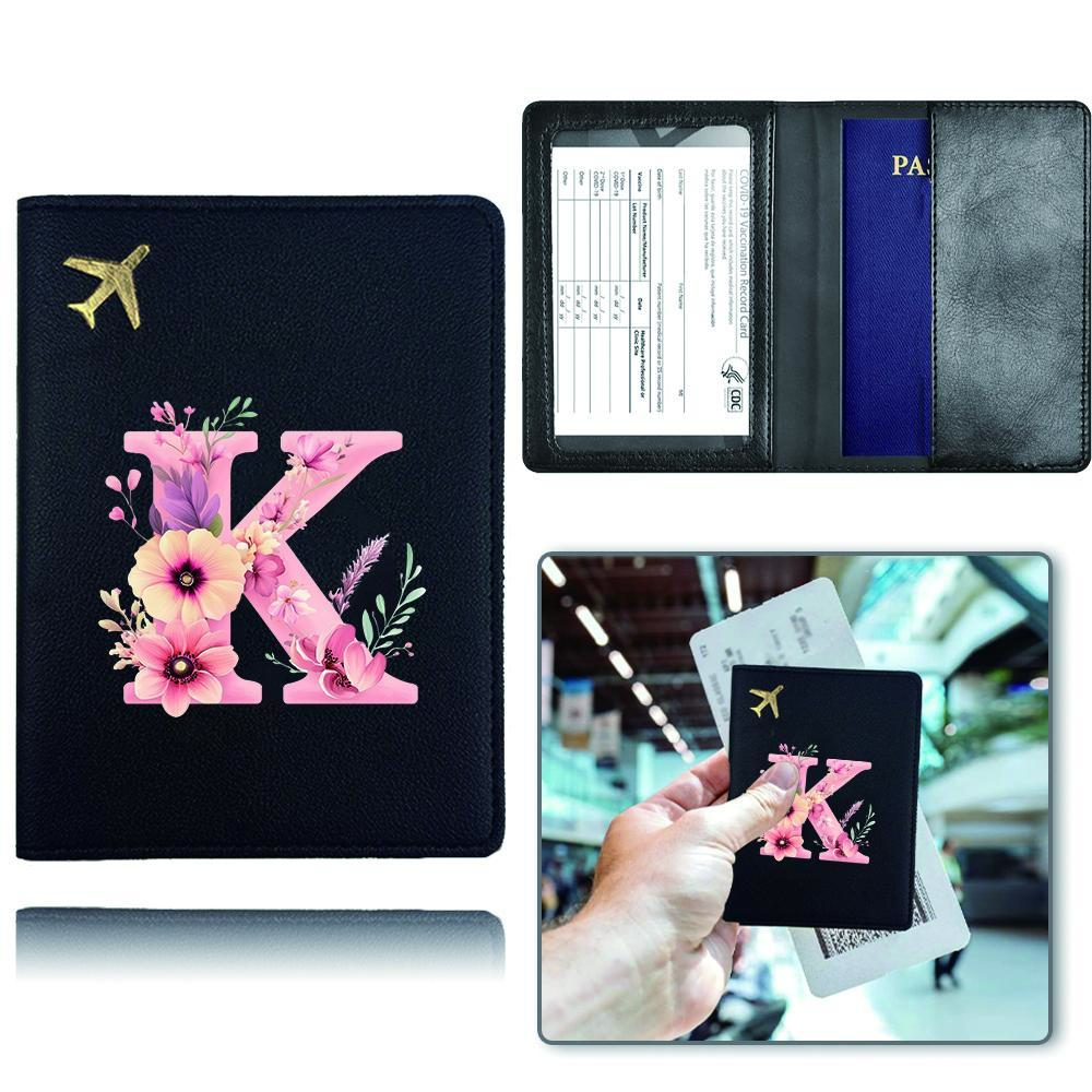 Floral Pattern Passport Holder, PU Leather Passport Case, Waterproof Business Card Case, Leather Documents Storage Bag, Travel Accessories