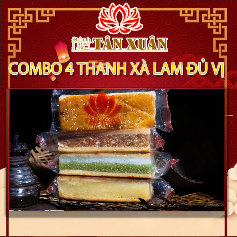 Combo 4 thanh Bánh Xà Lam Dừa Tân Xuân 800g đủ vị Cake Food