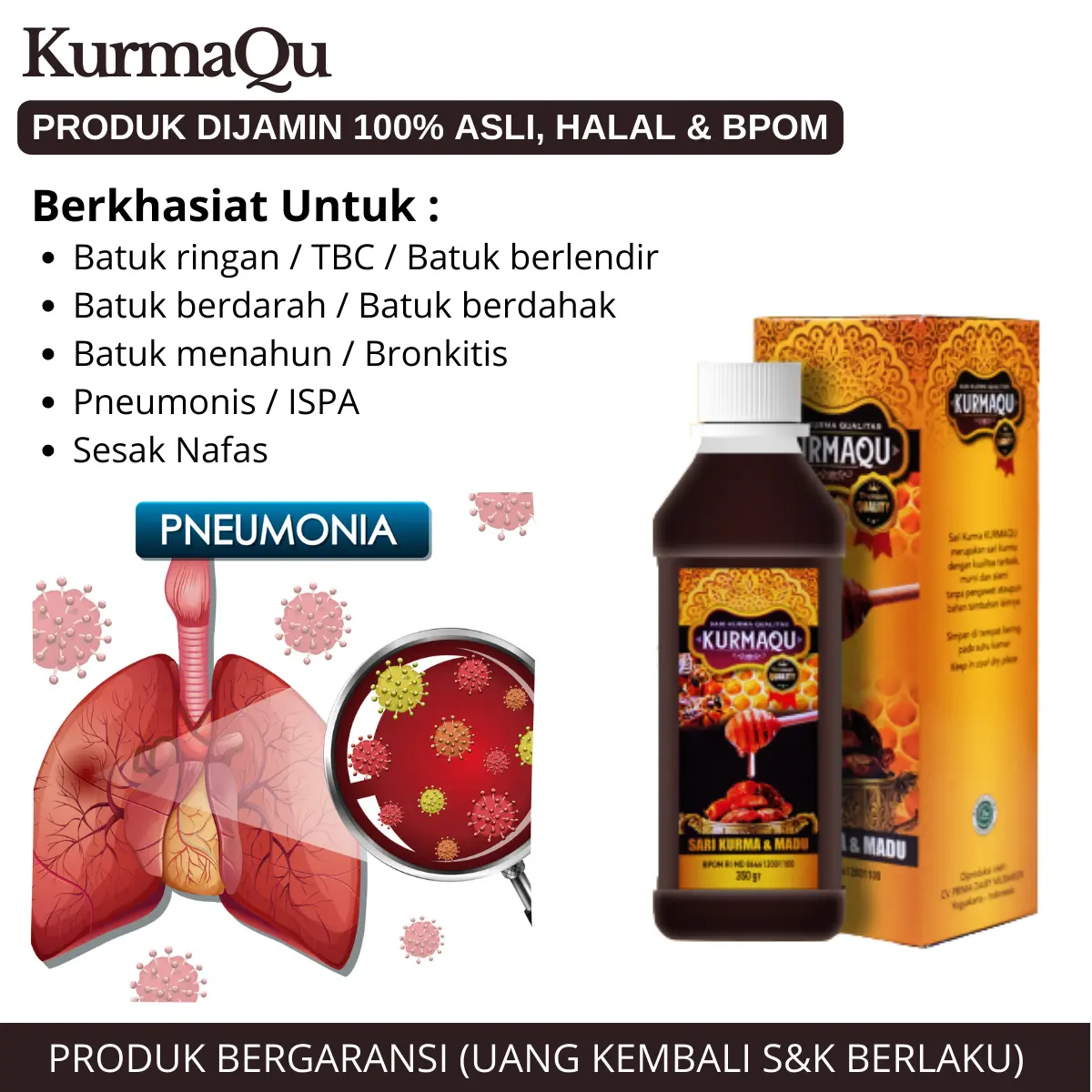 KurmaQu Pneumonia, Paru Paru Basah, Radang Paru Paru, Tbc Paru, Paru2, Pembersih Paru Paru, Herbal Paru