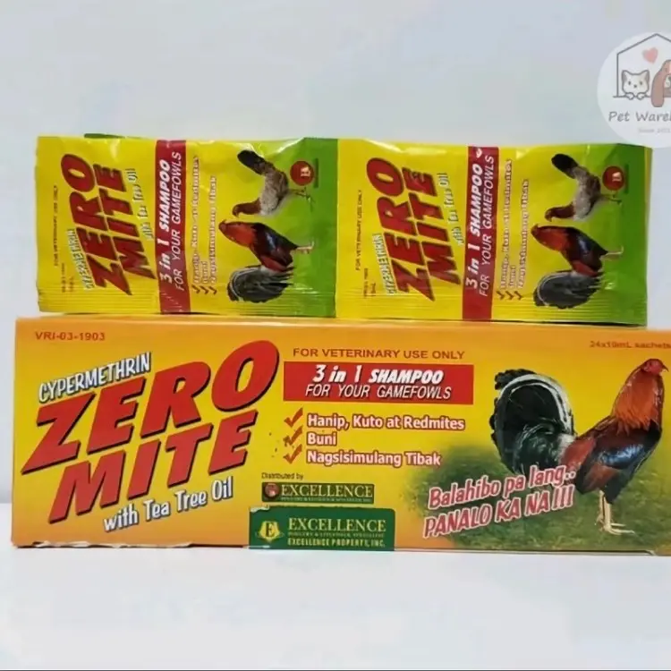 Zero mite xà bông tắm gà diệt mò mạt, sâu lông, giúp lông bóng mượt, sạch sẻ gói 10ml 3