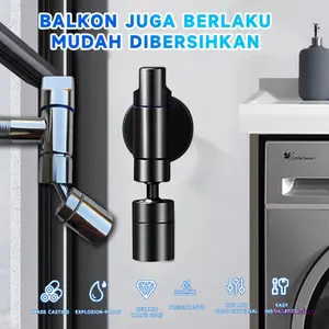 Set Peralatan Kamar Mandi & Dapur Minimalis: Mixer Dinding Hitam & Perak Anti Ciprat, Hemat Air 30%, Mudah Pasang, Model XYZ, Panjang 50cm, Lebar 20cm, Berukuran 1 Unit Durable & Praktis