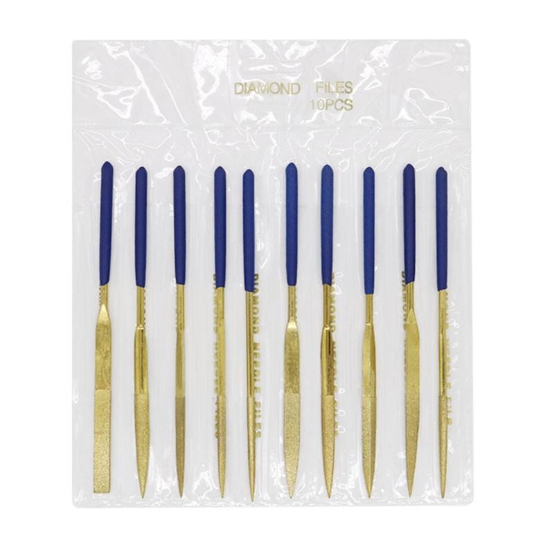 CAIC Durable 10Piece Diamond Coated Needle File Set Flat Point