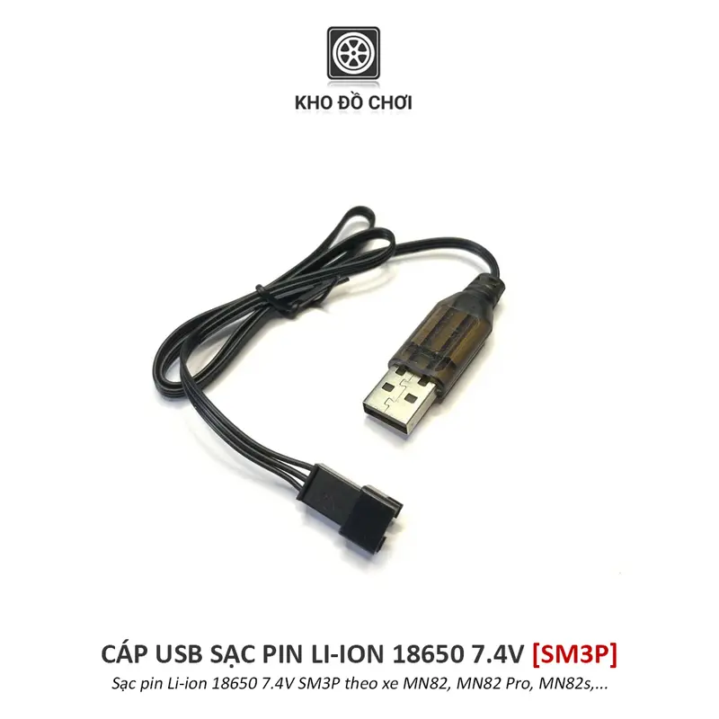 Cáp USB sạc pin Li-ion 18650 7.4V (SM 3P) - Sạc pin xe MN82, MN82pro, MN82s,... 3
