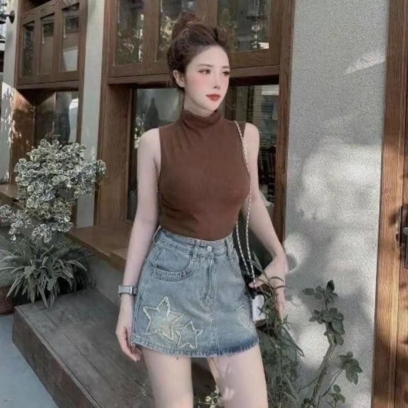 Áo cổ lọ cao thiết kế khoét nách nhún eo dáng ôm body - Nữ - Top Women 3