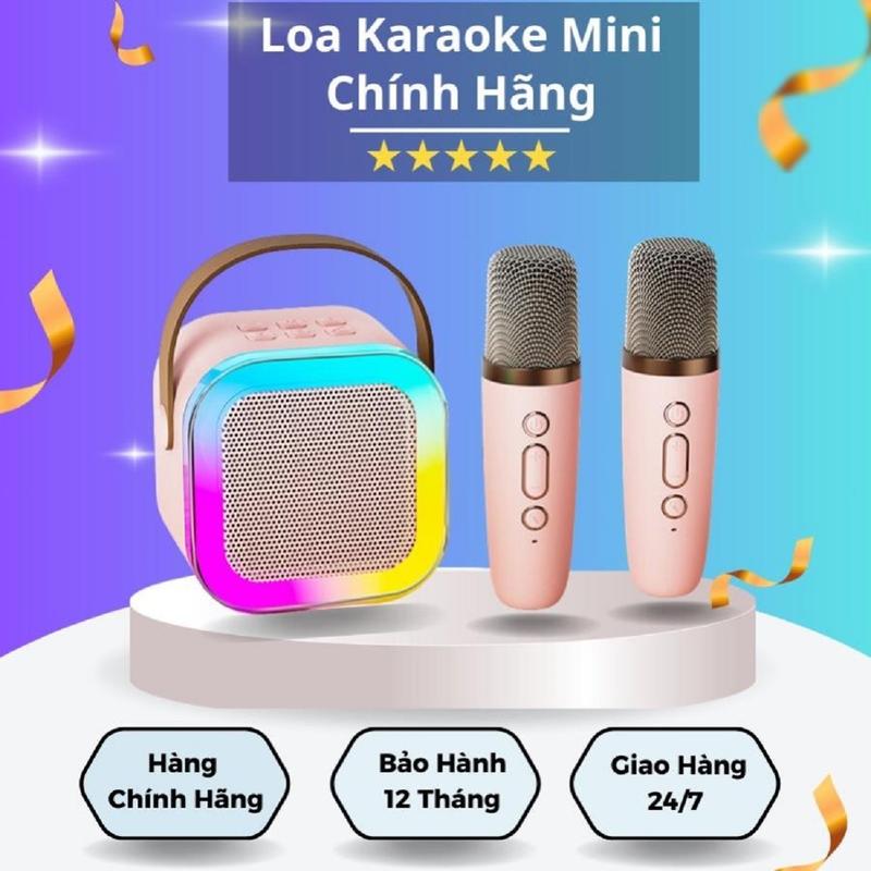 Loa karaoke không dây k12 tặng kèm 2 micro, cáp sạc, kết nối bluetooth bass căng, nâng tone chỉnh vang, đổi giọng, đèn led nhiều màu Kem