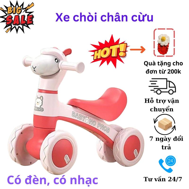 Xe chòi chân cừu có đèn có nhạc vui nhộn cho bé từ 1 - 4 tuổi. Xe được làm từ nhựa chắc chắn. Bé thoải mái vận động. Đồ chơi cho bé