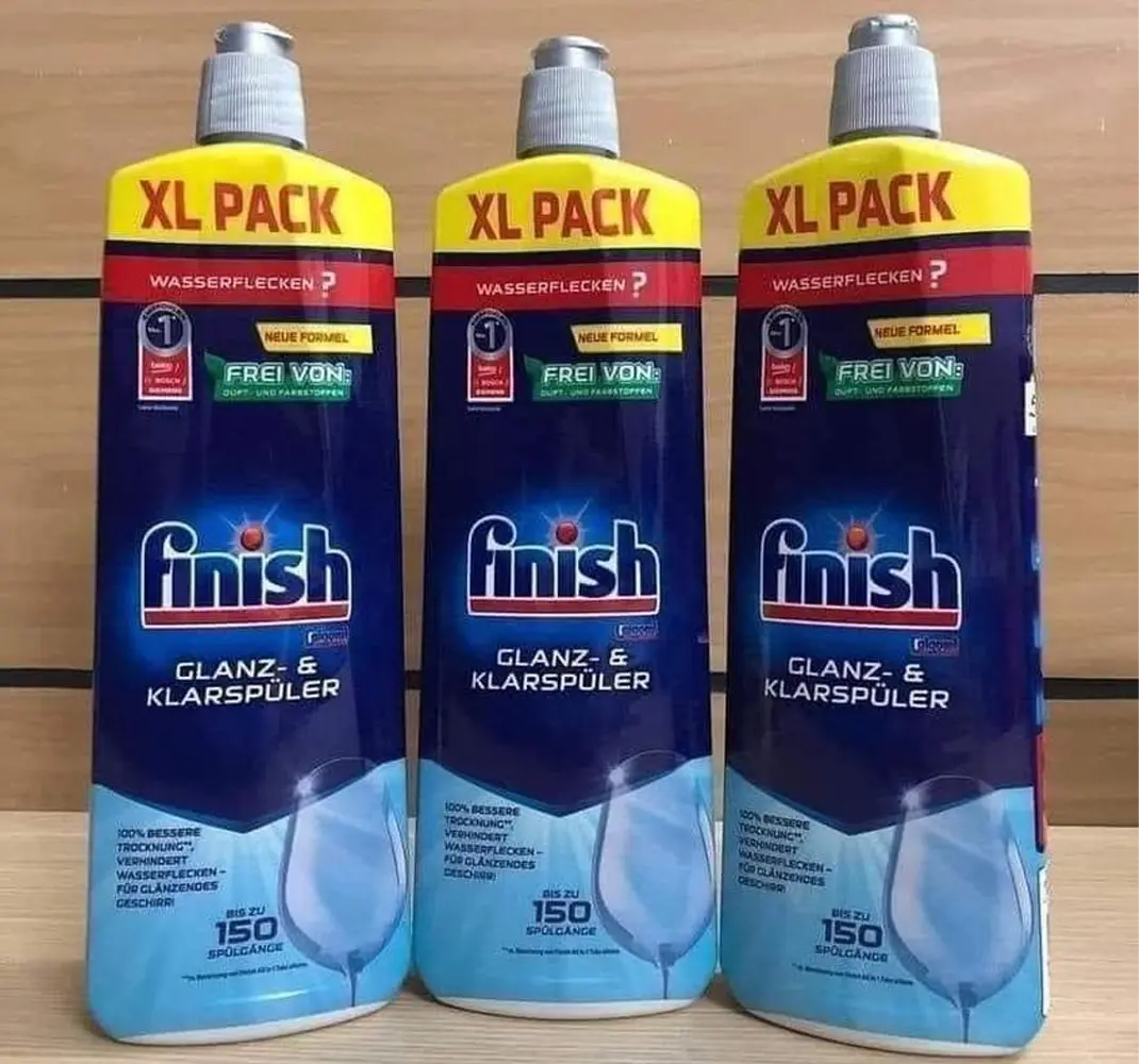 NƯỚC TRỢ XẢ FINISH CHUYÊN DÙNG CHO MÁY RỬA BÁT HAY CÒN GỌI LÀ NƯỚC LÀM BÓNG FINISH