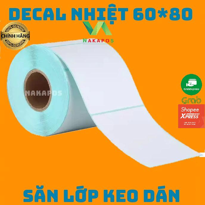Giấy In Tem 60x80 mm Nhãn Mã Vạch Nhiệt 6x8 cm (Tem Đứng) Giấy In Nhiệt 60*80 Decal dán 80x60