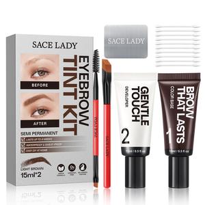 Kit de tinte para cejas, 1 caja de kit de tinte para cejas de larga duración, herramienta de maquillaje para cejas a prueba de agua y sudor, color de cejas natural DIY en casa, cosmético