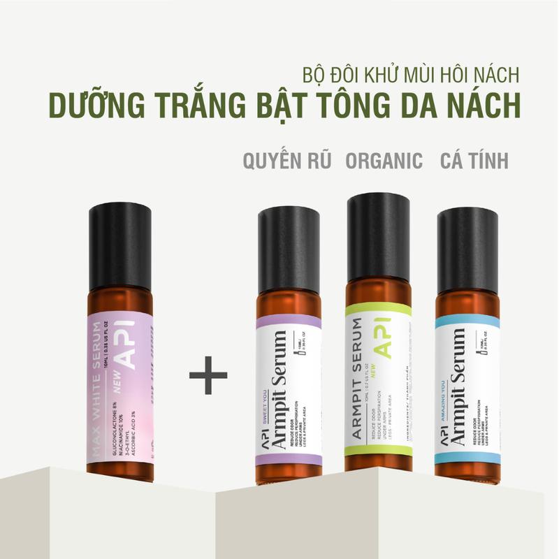 LIỆU TRÌNH 1 SERUM TRẮNG NÁCH API 10ML + 1 SON NÁCH KHỬ MÙI API 10ML Khử Mùi Hôi