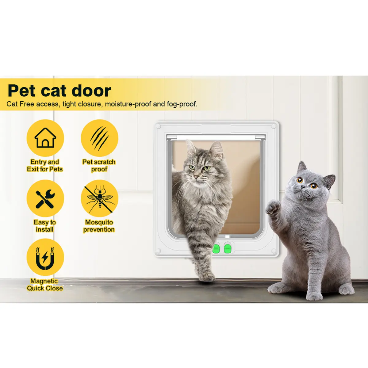 Dog Cat Kitten Flap Puppy Kitten Safety In&Out Pet Door With 4 Way Security Lock Door Sliding Safety Door