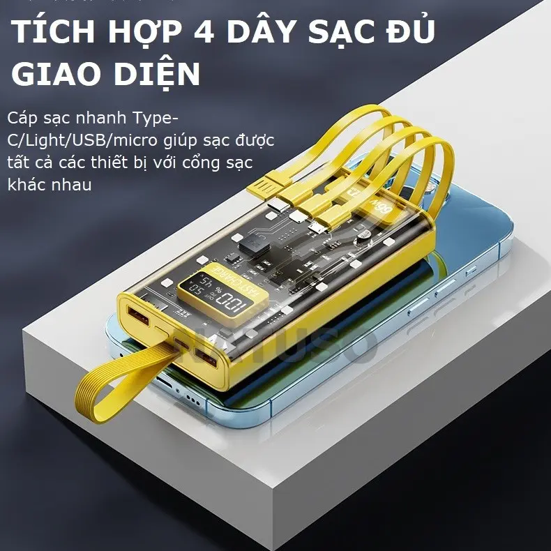 Sạc dự phòng 30000mah pin dung lượng lớn đi kèm dây sạc nhanh 20w cho nhiều điện thoại - NT745 1