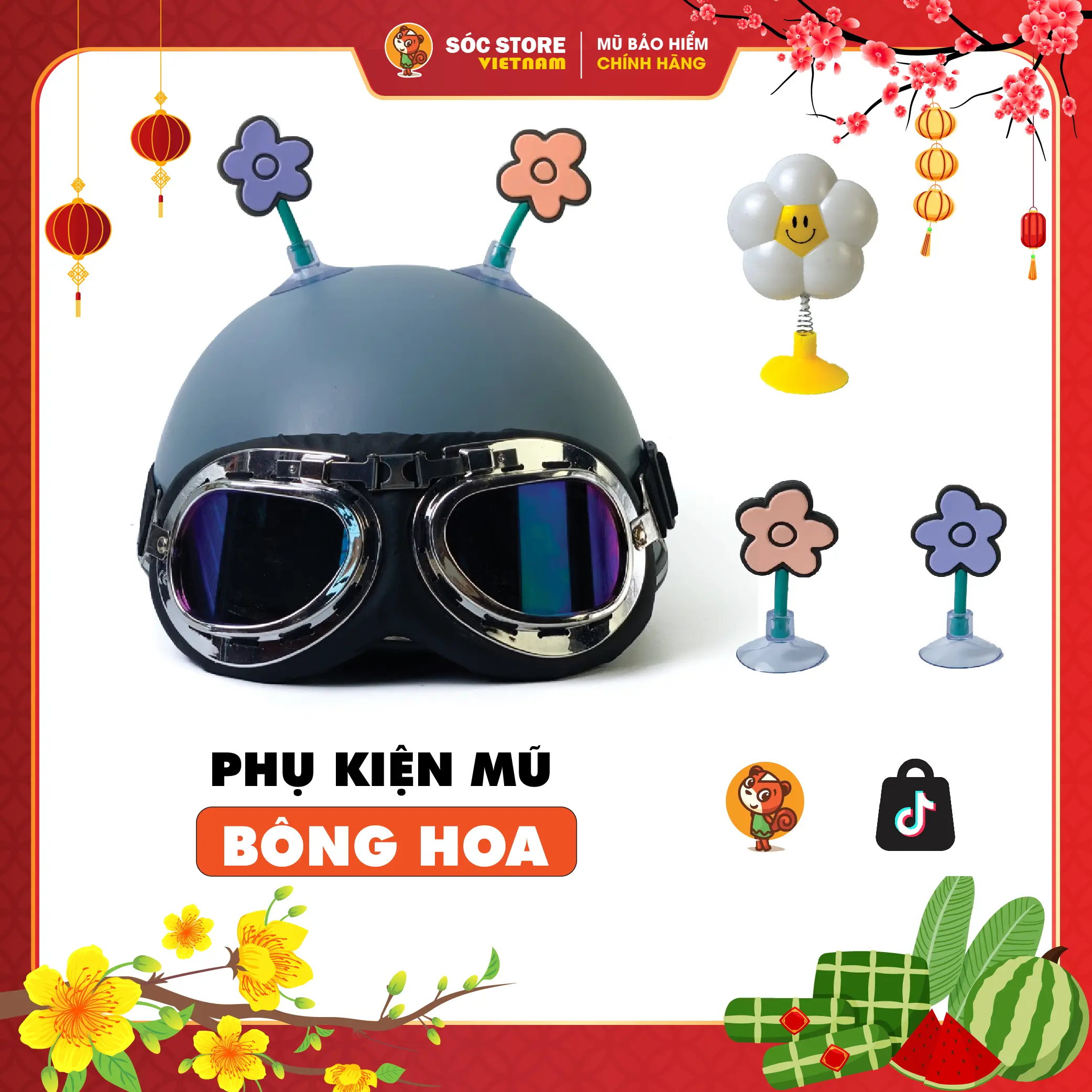 Bông hoa gắn mũ bảo hiểm xinh xắn, đáng yêu từ Socstore Vietnam