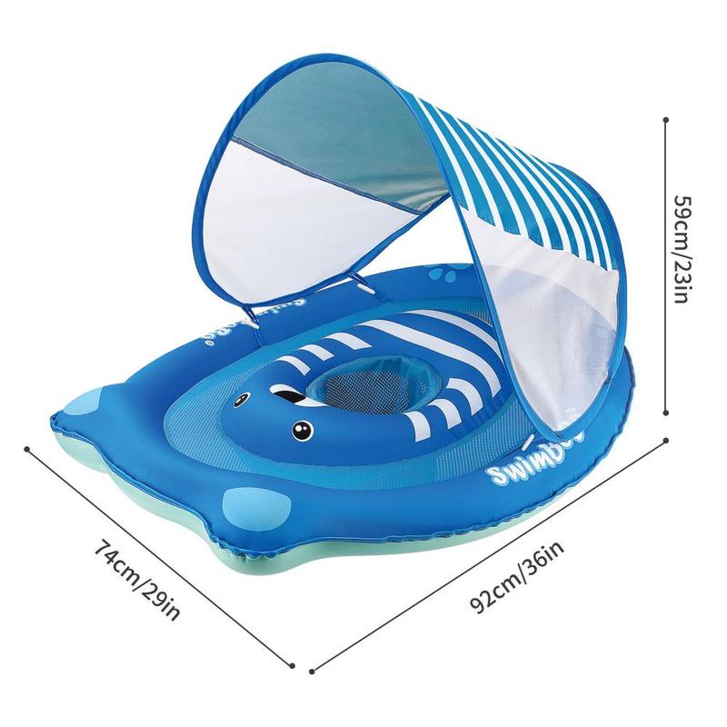 Inflatable Baby Swimming Ring With Sunshade, Swimming Ring For Toddlers, Water Sports Equipment For Indoor And Outdoor Swimming 6